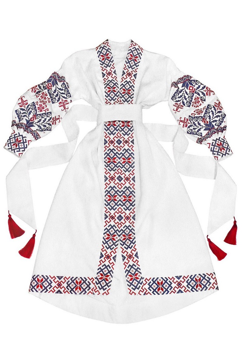 Buy White linen original unique authentic traditional Ukrainian embroidery vyshivanka dress